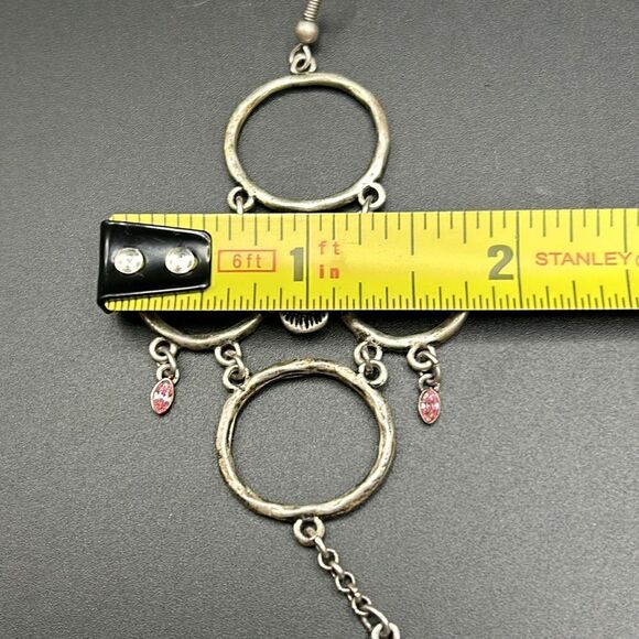 Jewelmint Silver Tone Dangle Earrings, Pink Peach Rhinestones - Picture 8 of 8